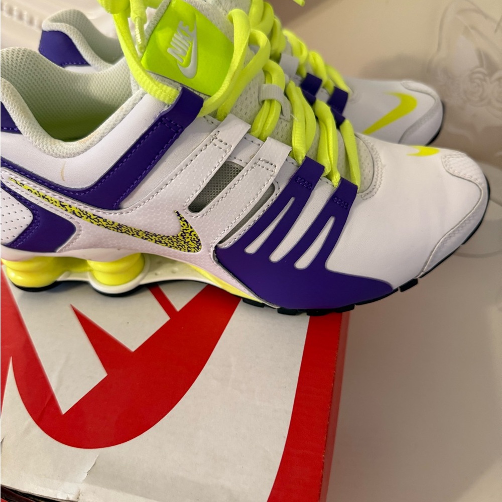 Nike women’s  Sneakers - White, Purple, Neon Yellow - Picture 5 of 7
